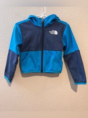 The North Face Toddler Boy Hooded Zip Up Fleece Jacket Blue 2T